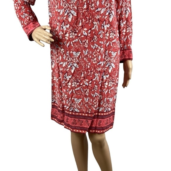 LOFT Floral Printed Shift Dress Size M Red Print - Picture 3 of 7